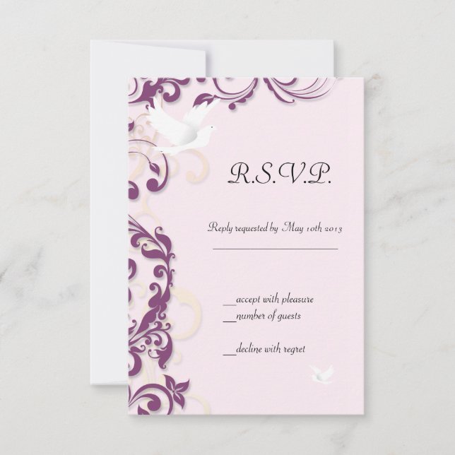 Love Birds in Flight RSVP Card (Front)