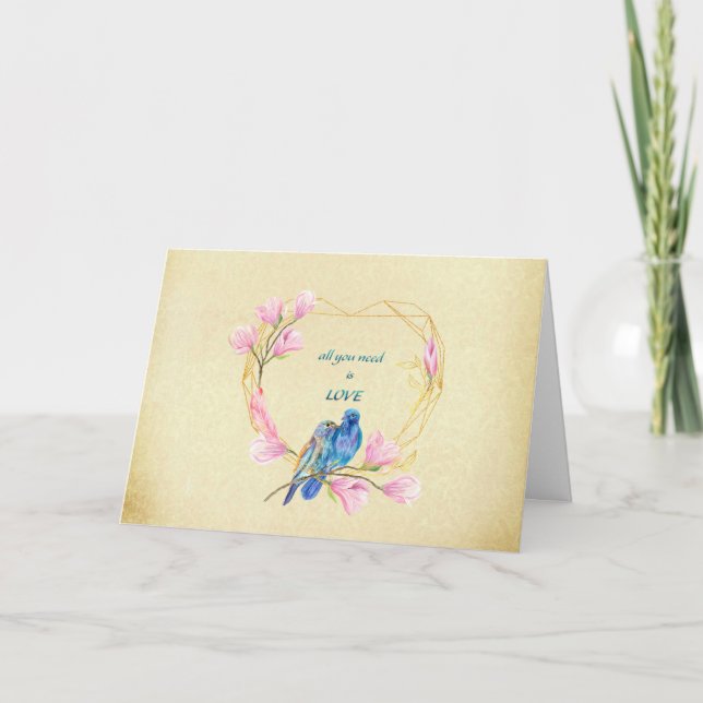 Love Birds In Heart Valentine's Day Card (Front)