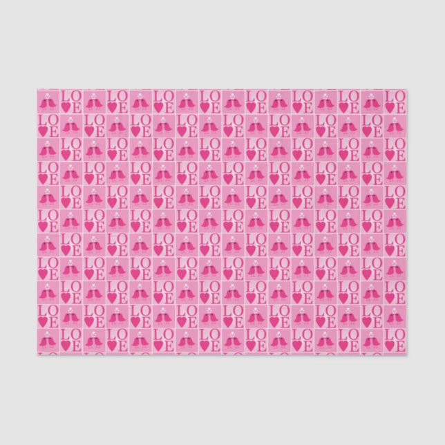 Love Birds in Pink Pattern Tissue Paper (Front)