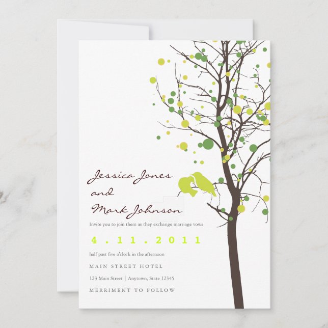Love Birds in Polka Dot Tree Invitation (Front)