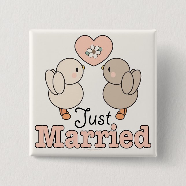 Love Birds Just Married Button (Front)