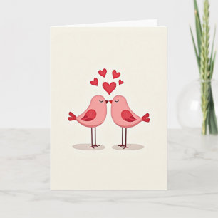 Love Birds Kissing Hearts Card