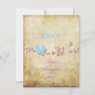 LOVE BIRDS, LARGE RSVPs/DIY colour RSVP Card