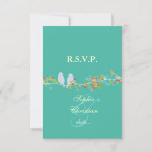 LOVE BIRDS, LARGE RSVPs/DIY colour RSVP Card