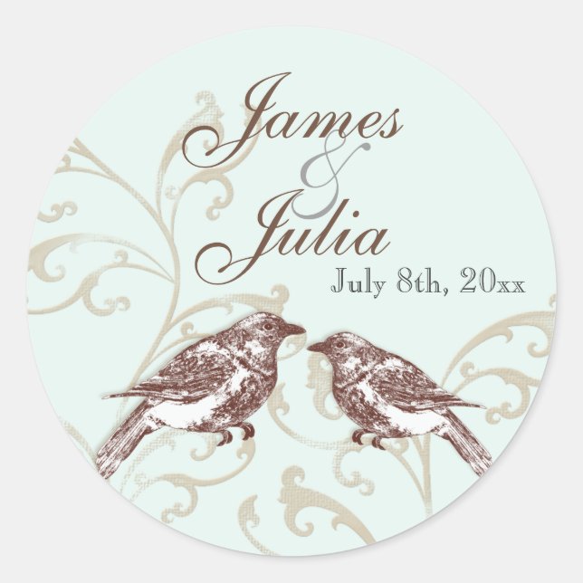Love Birds 'n Lace - Aqua Wedding Seal (Front)