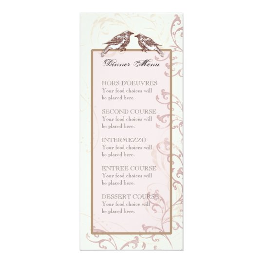 Love Birds 'n Lace - Menu or Wedding Invitation