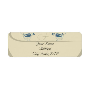 Love Birds on Ecru Heart Wedding Return Address Label