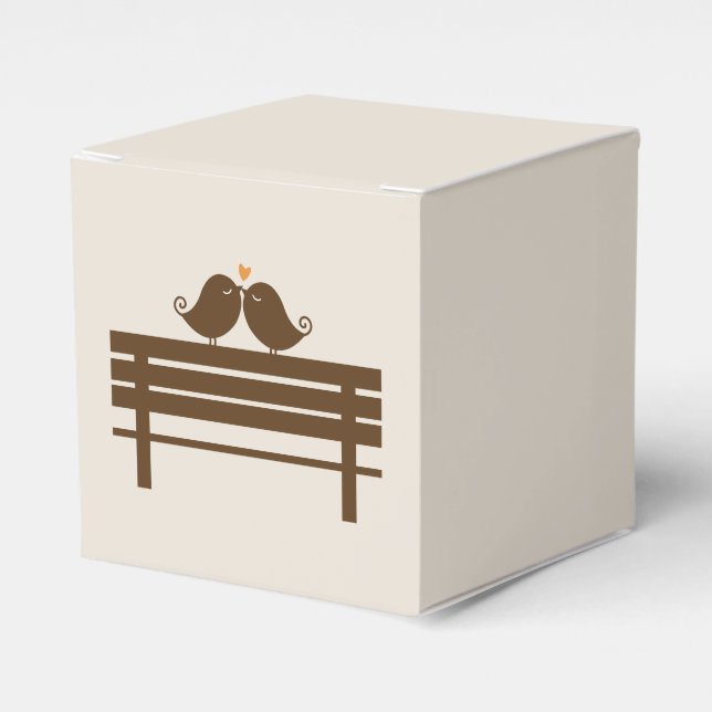 Love Birds on Park Bench {orange} Favour Box (Front Side)