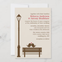 Love Birds on Park Bench Wedding