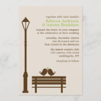 Love Birds on Park Bench Wedding