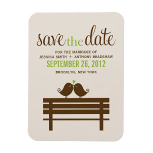 Love Birds on Park Bench Wedding Magnet
