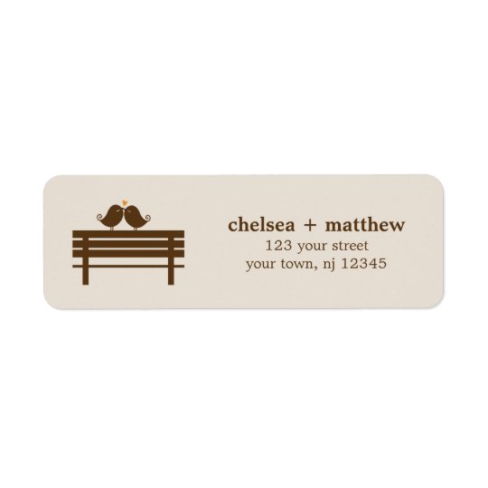 Love Birds on Park Bench Wedding Return Address Label