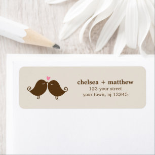 Love Birds on Park Bench Wedding Return Address Label
