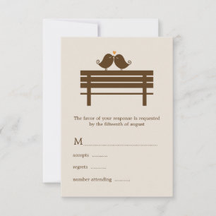 Love Birds on Park Bench Wedding RSVP Card