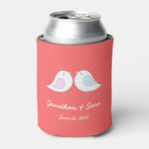 Love Birds on Pink, Wedding Can Cooler