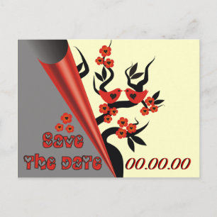 Love Birds On Sakura Tree Save The Date Postcards