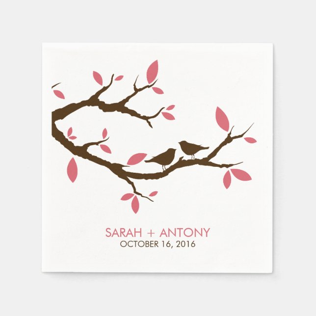 Love Birds on Tree Napkin (Front)