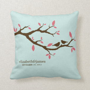 Love Birds on Tree Wedding Cushion