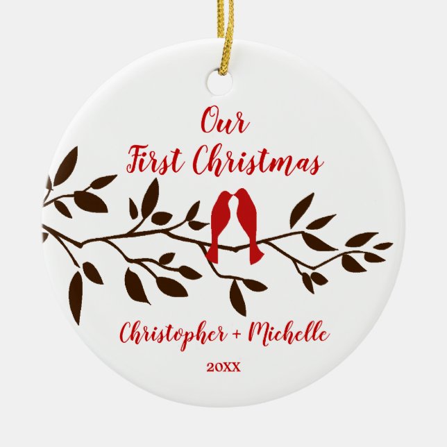 Love Birds Our First Christmas Ornament (Front)