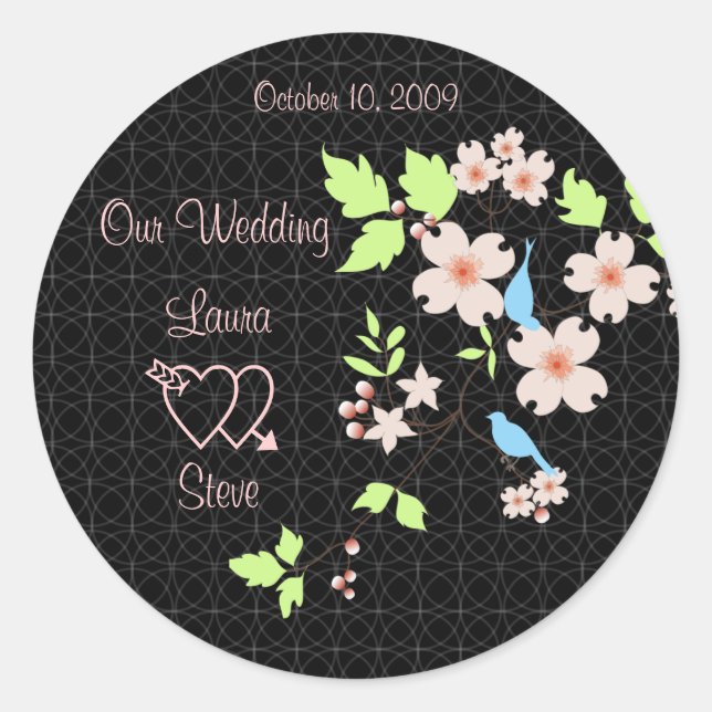 Love birds, Our Wedding Classic Round Sticker (Front)