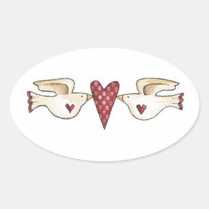 love birds oval sticker