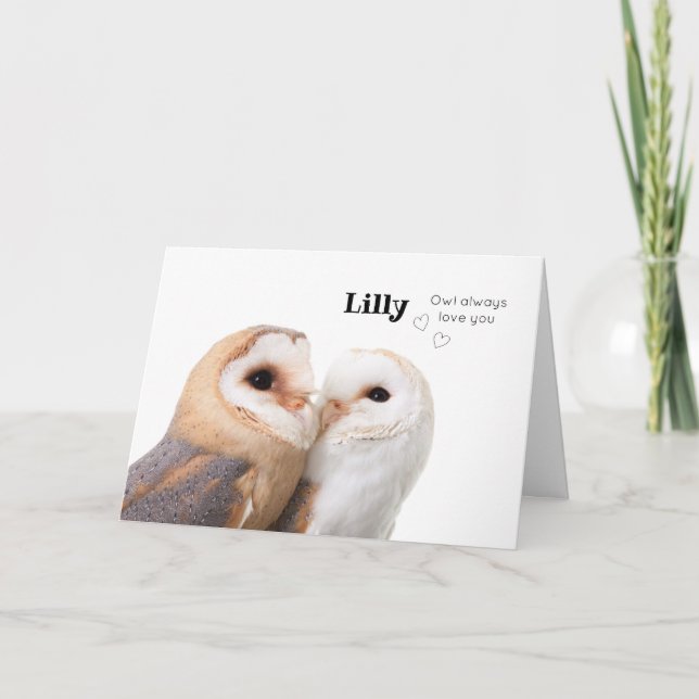 Love birds - Owl always love you - Personalised Holiday Card (Front)