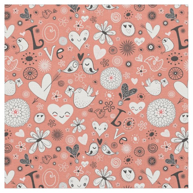 Love Birds Pattern Fabric (Close Up)