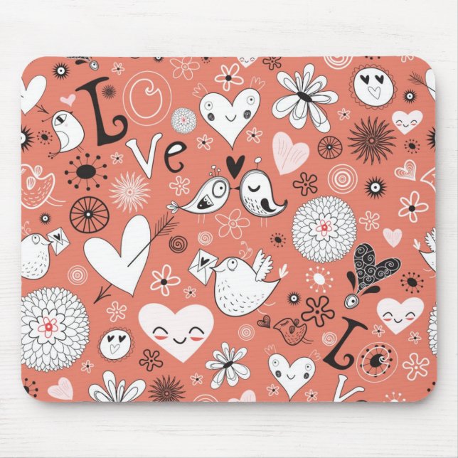 Love Birds Pattern Mouse Pad (Front)