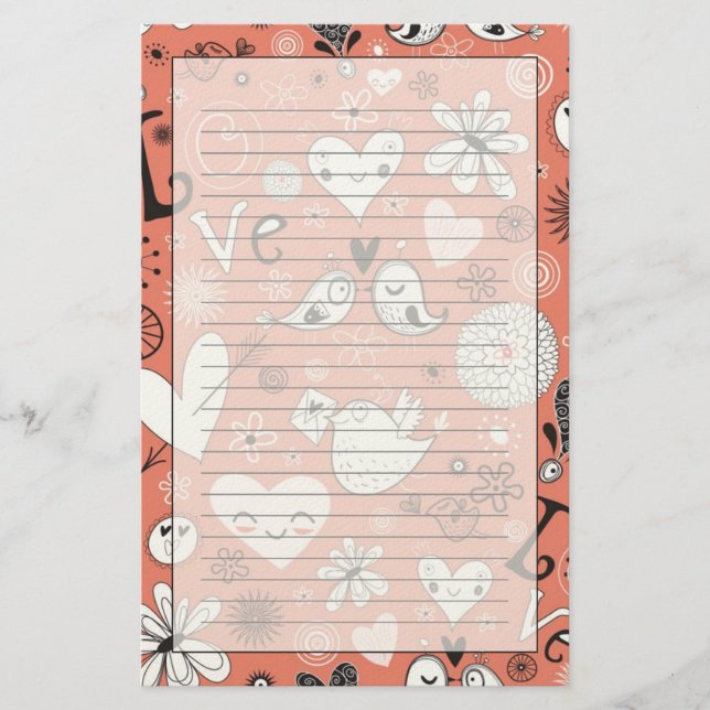 Love Birds Pattern Stationery (Front)