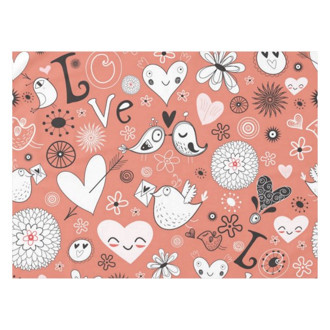 Love Birds Pattern Tablecloth (Front (Horizontal))