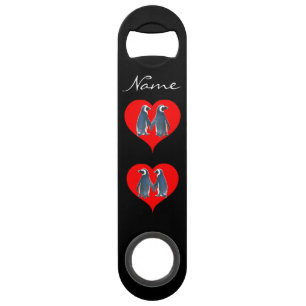 Love Birds Penguin Couple Red Hearts Thunder_Cove