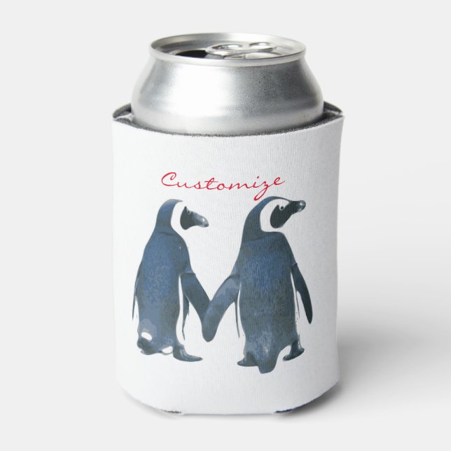 Love Birds Penguin Couple Thunder_Cove Can Cooler (Can Front)