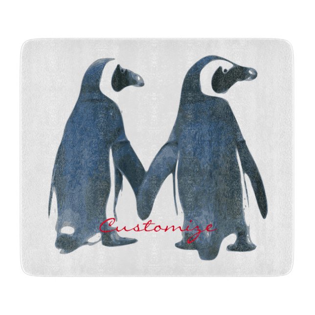 Love Birds Penguin Couple  Thunder_Cove Cutting Board (Front)