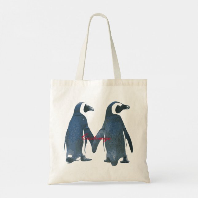 Love Birds Penguin Couple Thunder_Cove Tote Bag (Back)