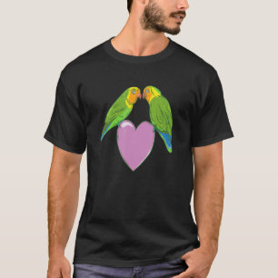 Love birds perched on a heart T-Shirt
