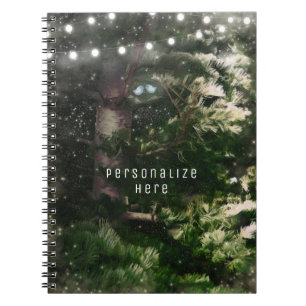 Love Birds + Pine Tree Night Lights Whimsical Notebook
