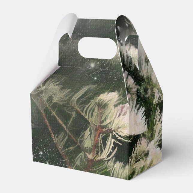 Love Birds + Pine Tree Night Wedding Custom Favour Favour Box (Front Side)