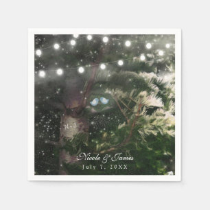 Love Birds + Pine Tree Night Wedding Reception Napkin