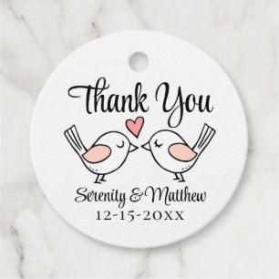 Love Birds Pink Black Love Birds Thank You Wedding Favour Tags