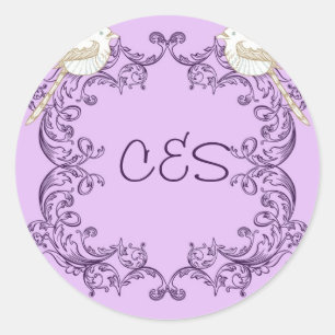 Love Birds Purple/Lavender Envelope Stickers