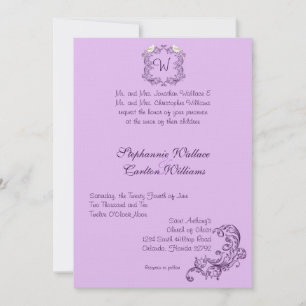 Love Birds Purple/Lavender Wedding Invitation