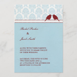 Love Birds Red & Blue Invitation