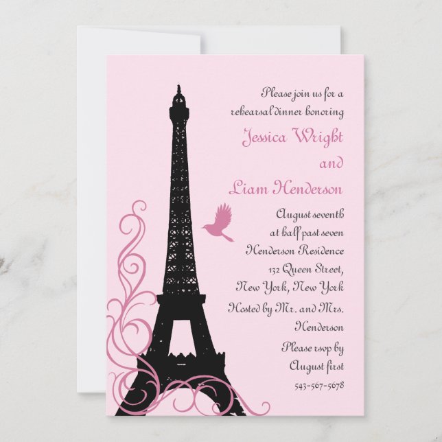 Love Birds Rehearsal Dinner (pink) Invitation (Front)