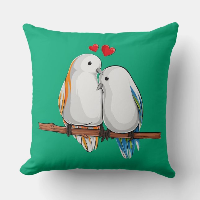 Love Birds Romantic Couple Decorative Cushion (Front)