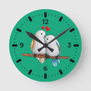 Love Birds Romantic Couple Wall Clock