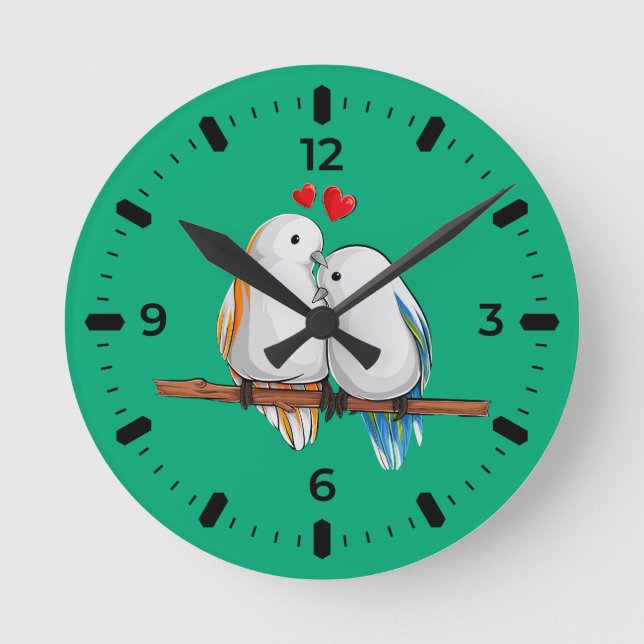 Love Birds Romantic Couple Wall Clock (Front)