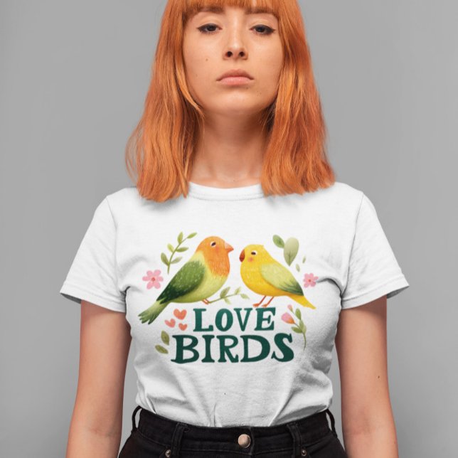 Love Birds - Romantic Love Birds Illustration T-Shirt (Creator Uploaded)