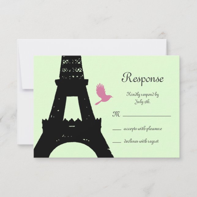 Love Birds RSVP (green) Card (Front)