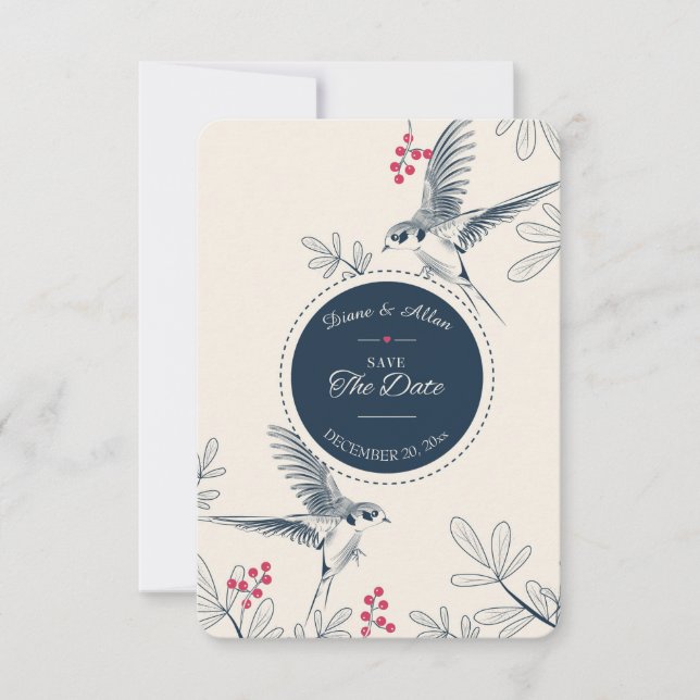 Love Birds Save the Date Announcement (Front)