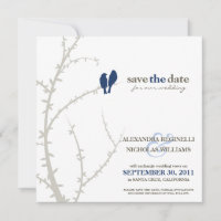 Love Birds Save the Date Announcement (navy)